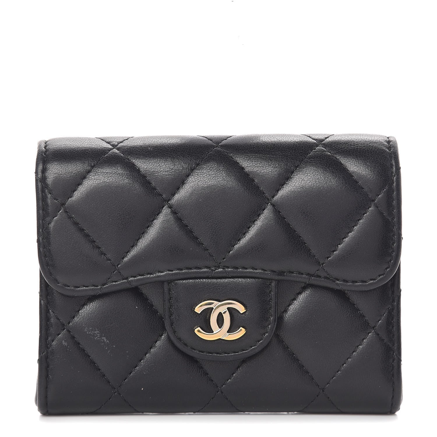 Chanel Lambskin Quilted Flap Card Holder Wallet Black 1 of 18