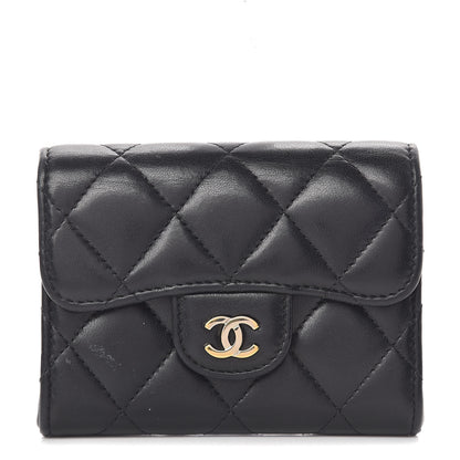 Chanel Lambskin Quilted Flap Card Holder Wallet Black 1 of 18