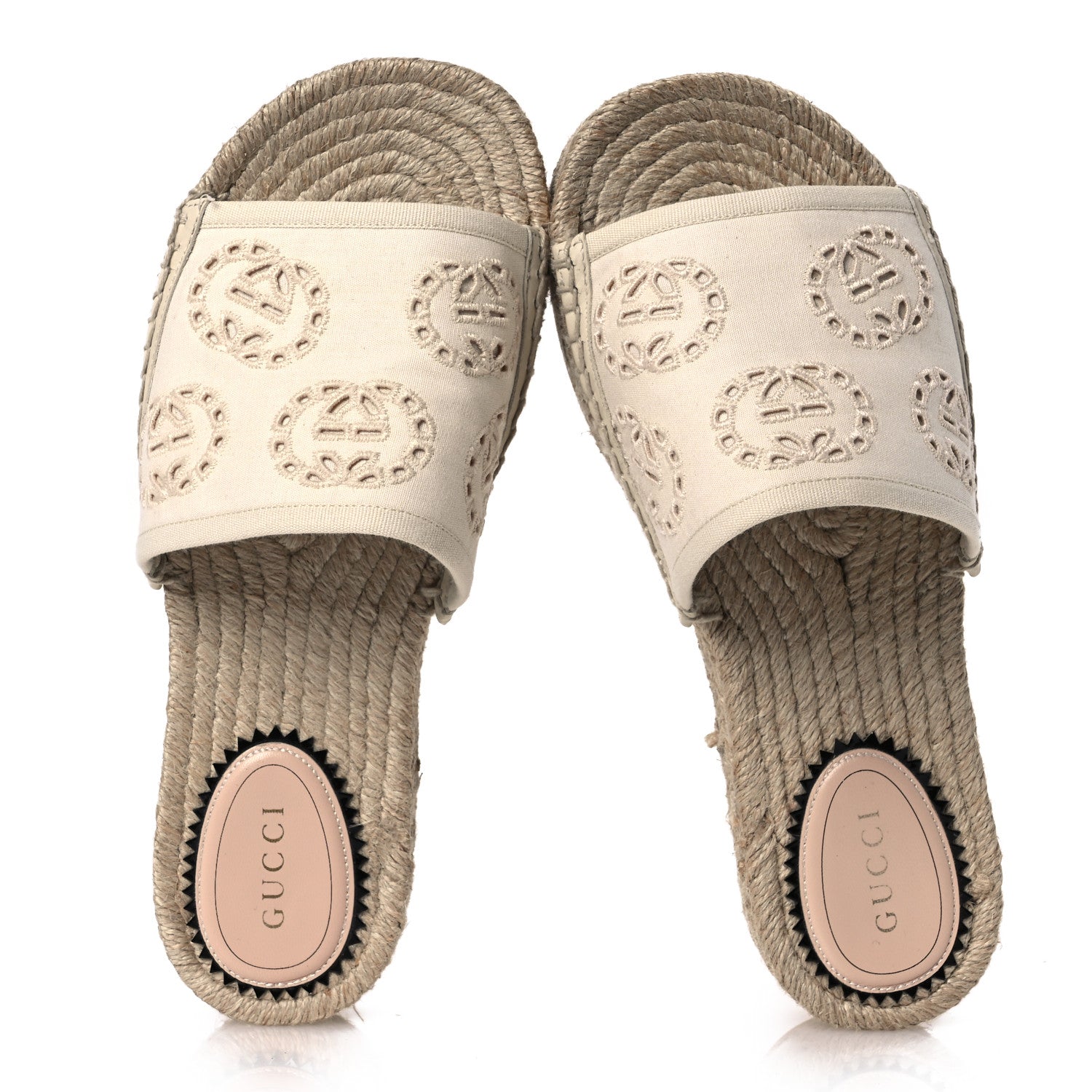 Gucci Canvas Interlocking G Damita Espadrille Sandals 37 Natural 2 of 13