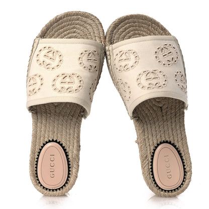 Gucci Canvas Interlocking G Damita Espadrille Sandals 37 Natural 2 of 13