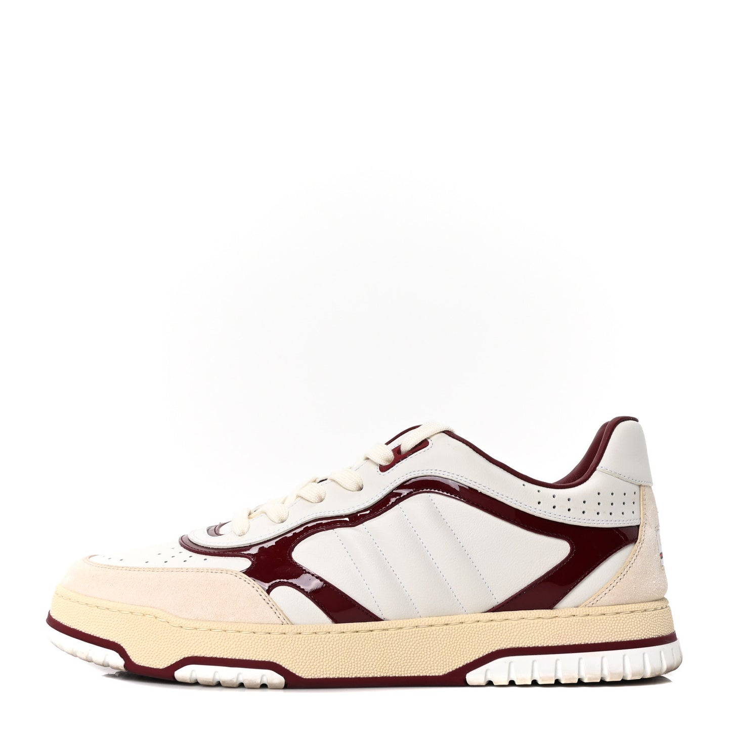 Calfskin Suede Mens Re-Web Sneakers 11 White Red