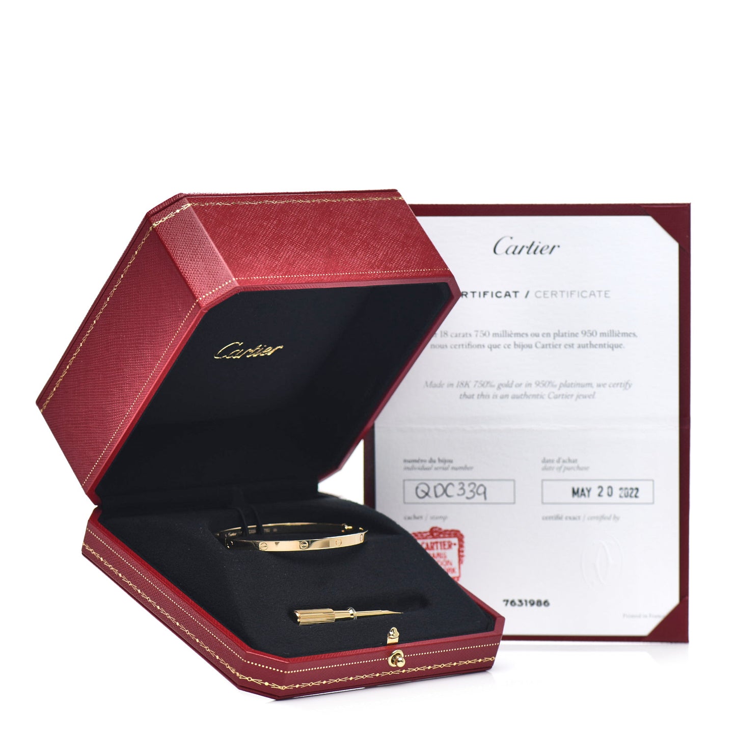 18K Yellow Gold Small LOVE Bracelet 17