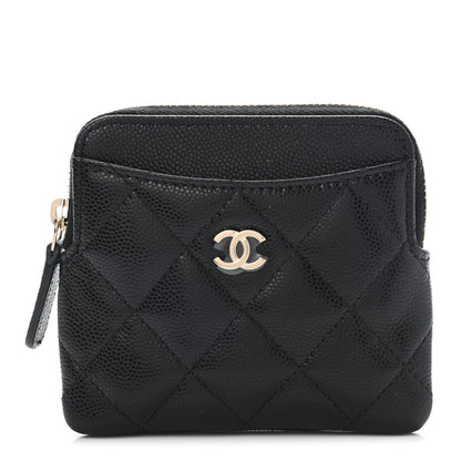 Chanel Caviar Quilted Zip Card Holder Wallet Black 1 of 8