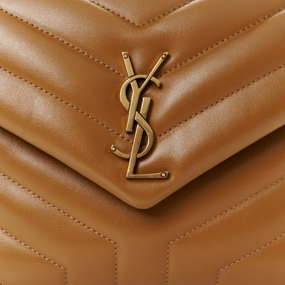 Saint Laurent Calfskin Y Quilted Monogram Small Loulou Chain Satchel Dark Natural 9 of 11