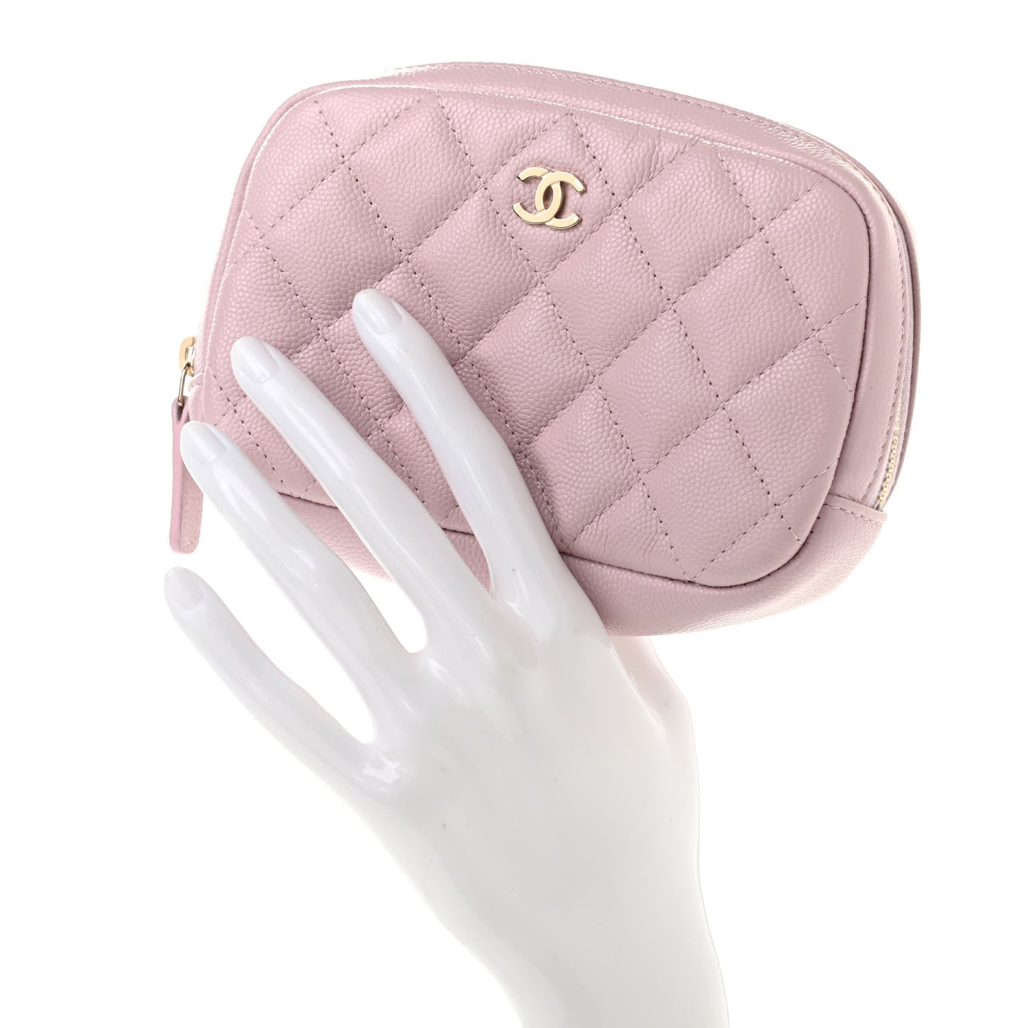 Chanel Caviar Quilted Small Curvy Pouch Cosmetic Case Light Pink 2 of 7