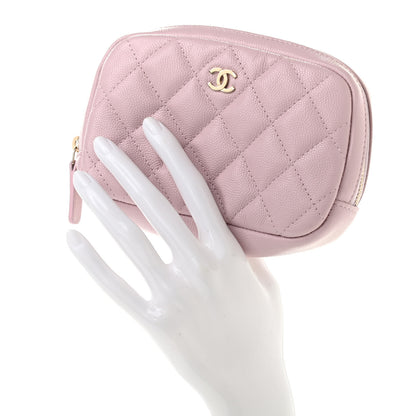 Chanel Caviar Quilted Small Curvy Pouch Cosmetic Case Light Pink 2 of 7