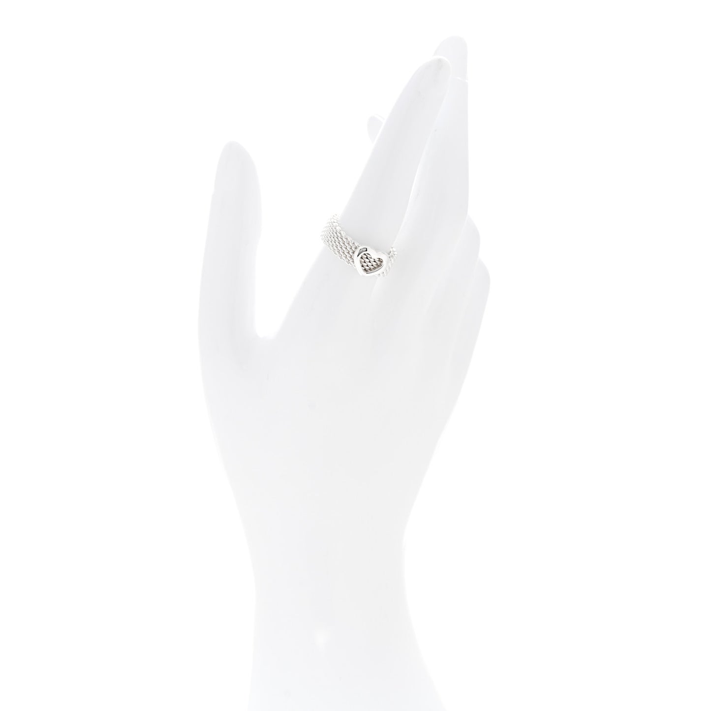 Sterling Silver Somerset Mesh Heart Ring 56 7.5