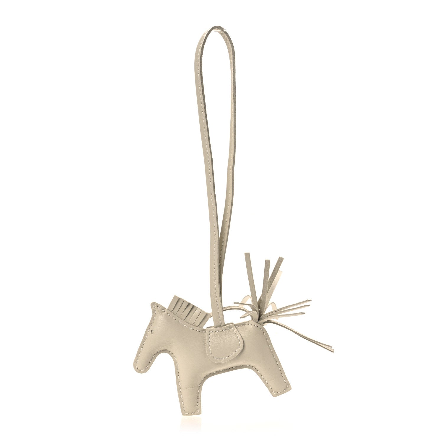 Hermes Milo Lambskin Rodeo Horse Bag Charm PM Craie 1 of 5