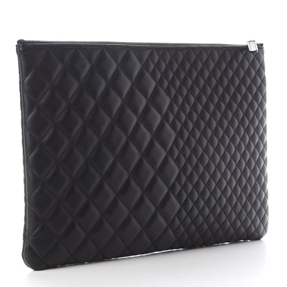 Chanel Lambskin Bi Quilted Large Cosmetic Case Black 2 of 8