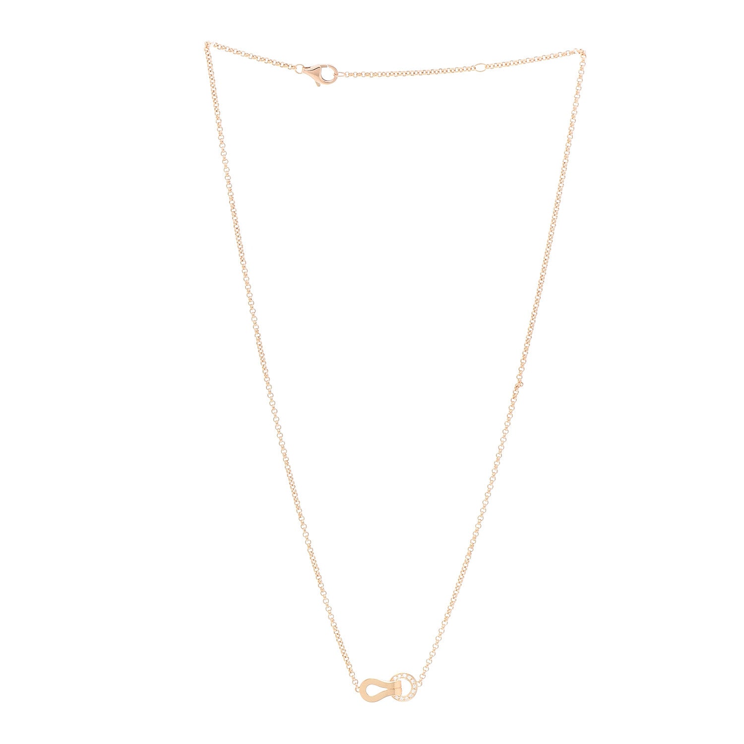 Cartier 18K Pink Gold Diamond Agrafe Paved Pendant Necklace 3 of 6