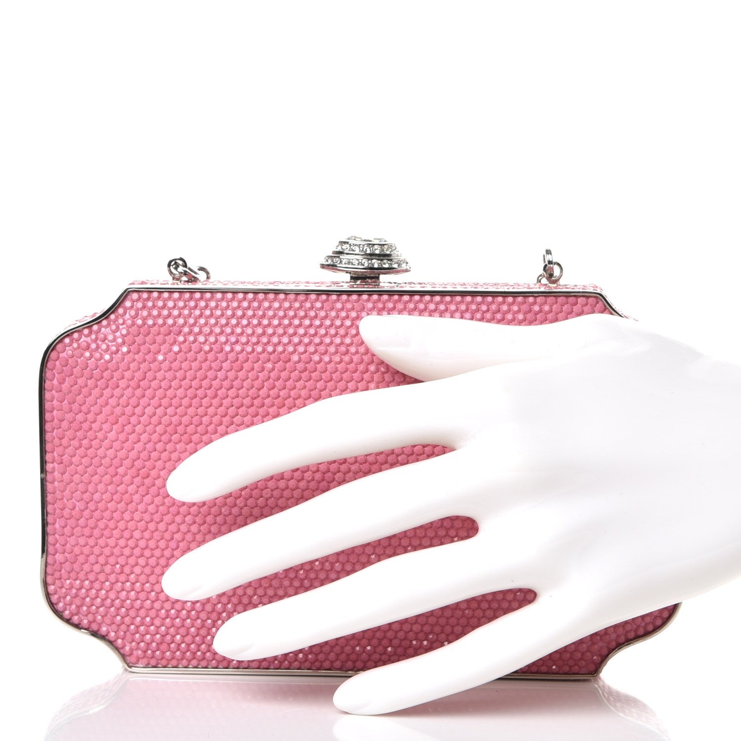Judith Leiber Swarovski Crystal Minaudiere Clutch Pink 3 of 11