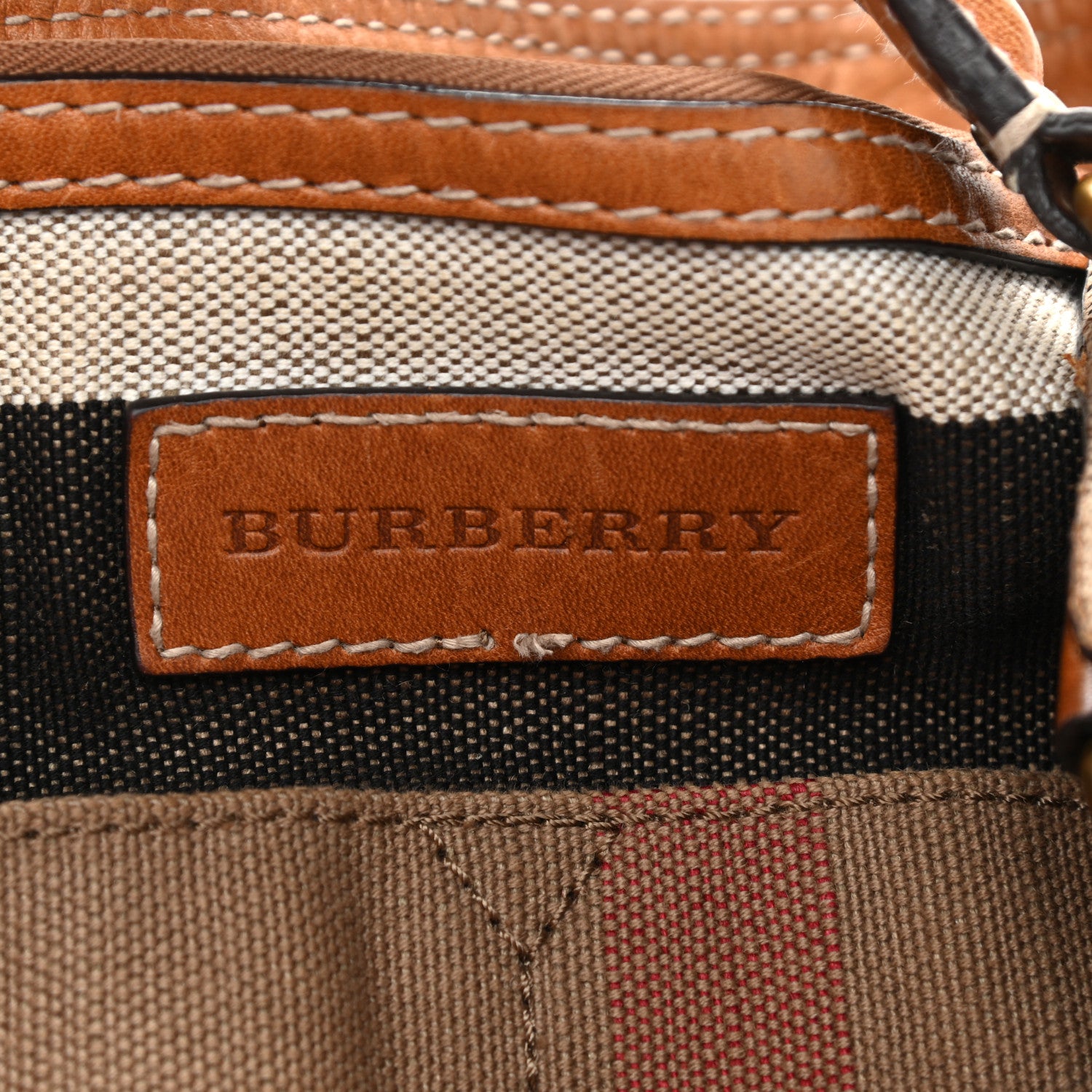 Burberry Canvas Mega Check Medium Ashby Hobo Saddle Brown 6 of 17