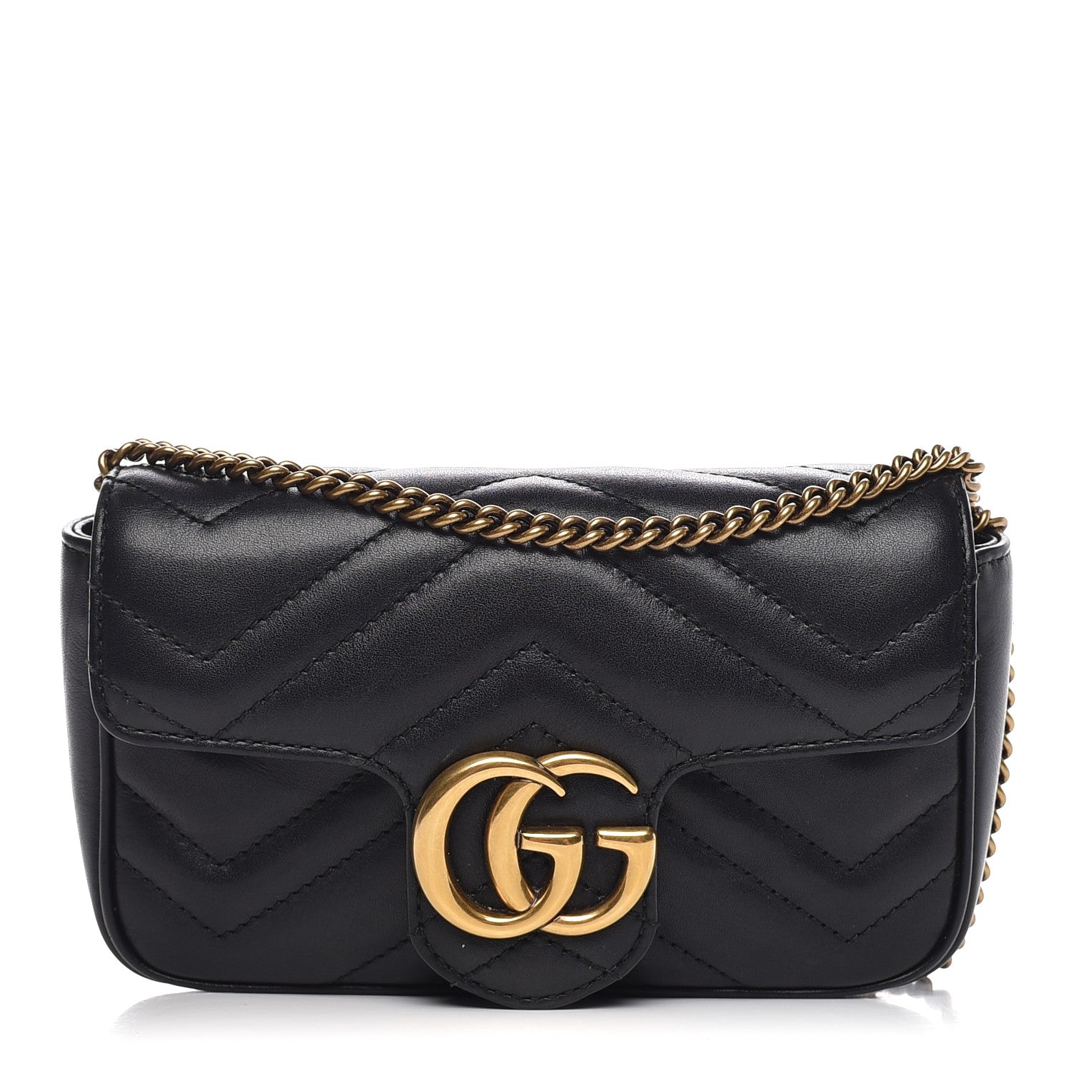 Gucci Calfskin Matelasse Super Mini GG Marmont Shoulder Bag Black 1 of 10