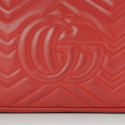 Gucci Calfskin Matelasse Small GG Marmont Chain Shoulder Bag Hibiscus Red 8 of 10