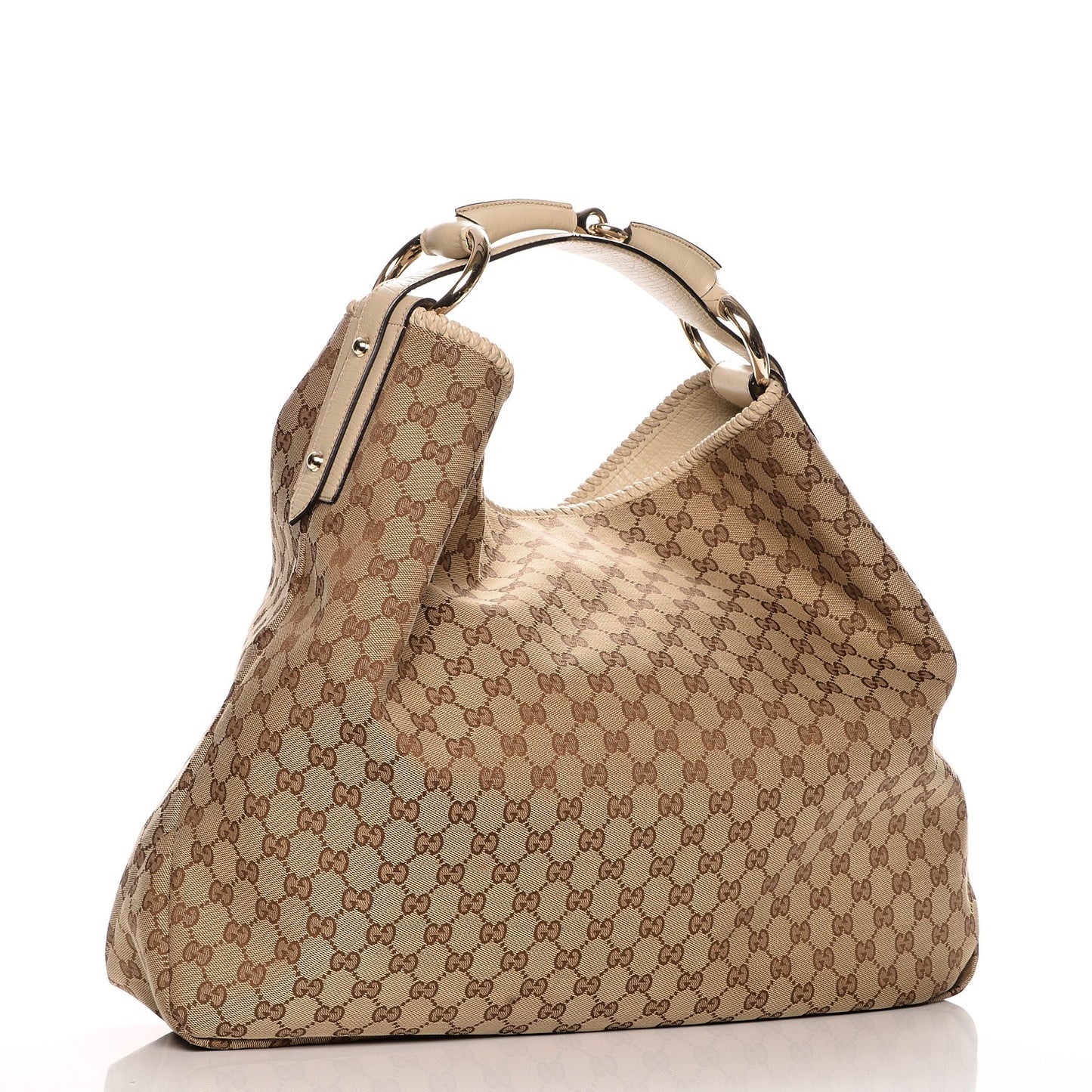 Monogram Large Horsebit Chain Hobo Off White