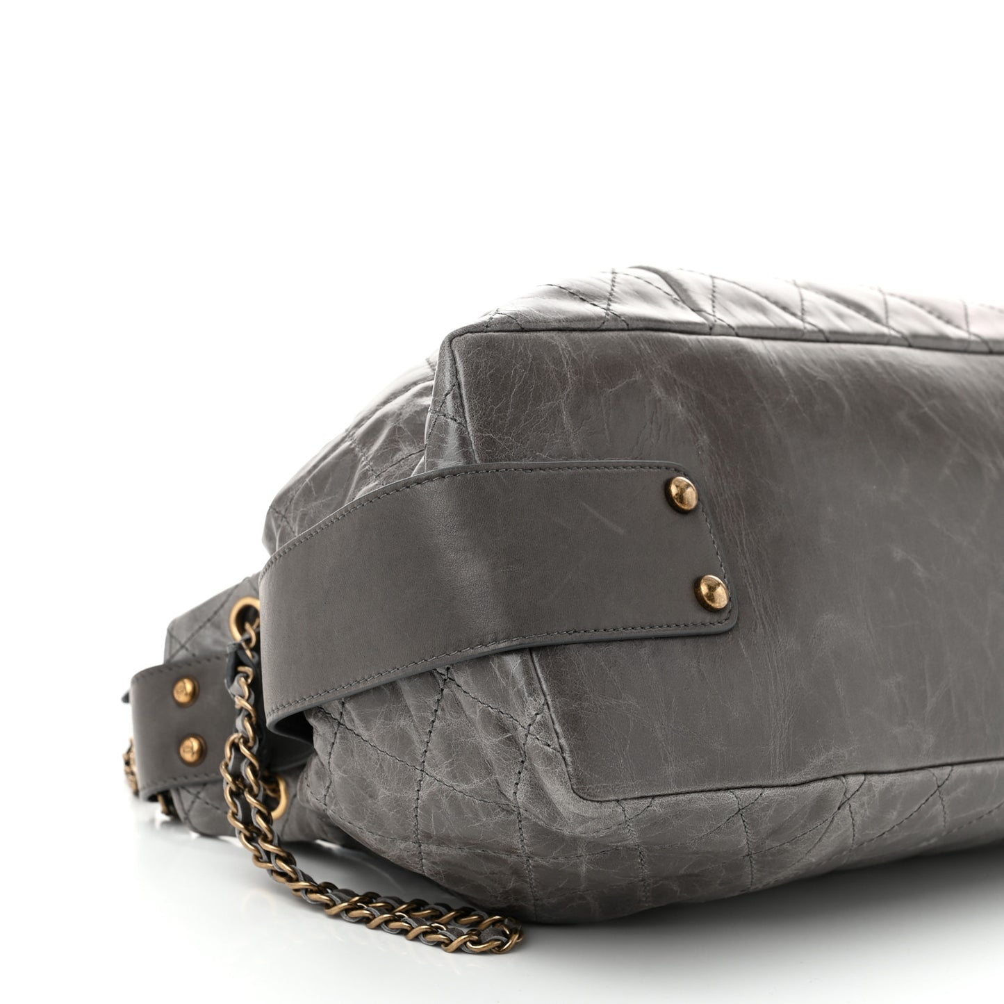 Glazed Calfskin Stingray Bindi CC Accordion Tote Grey
