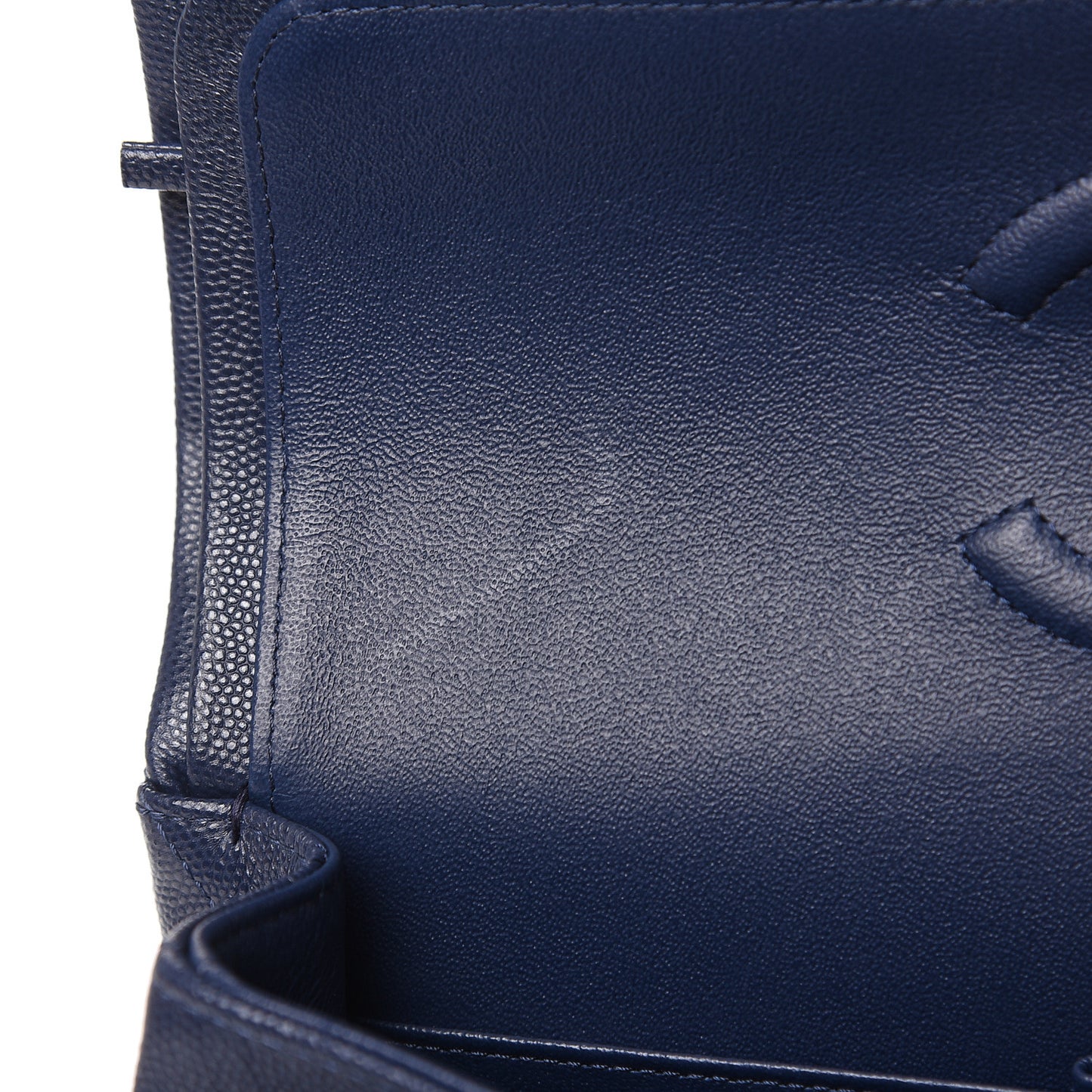 Caviar Quilted Medium Double Flap Navy