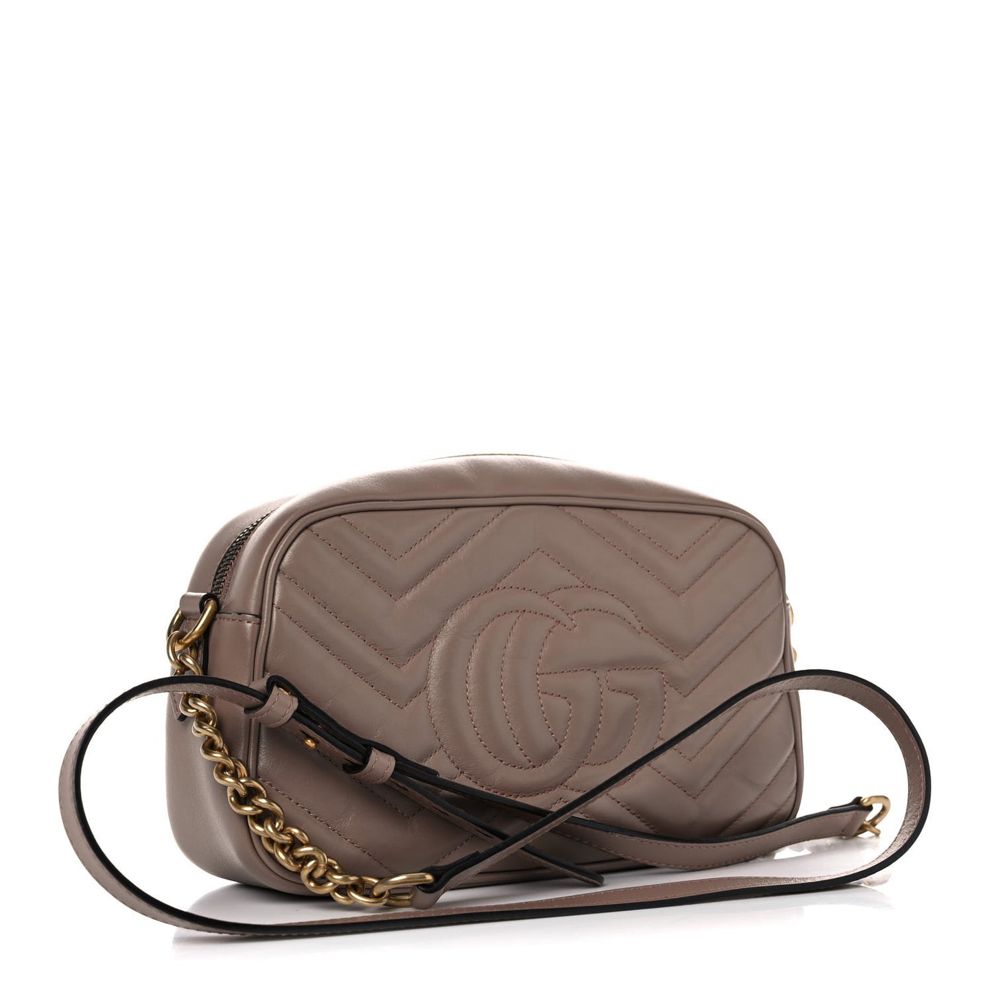 Calfskin Matelasse Small GG Marmont Chain Shoulder Bag Porcelain Rose