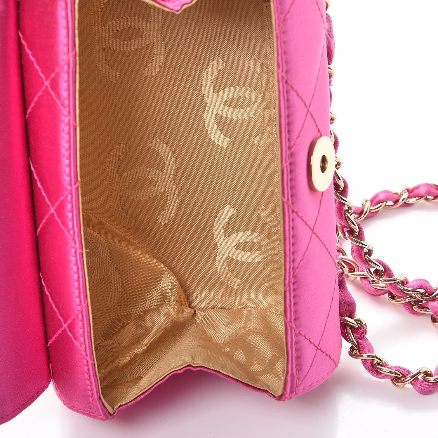 Chanel Satin Quilted Evening Bag Fuchsia 6 of 9
