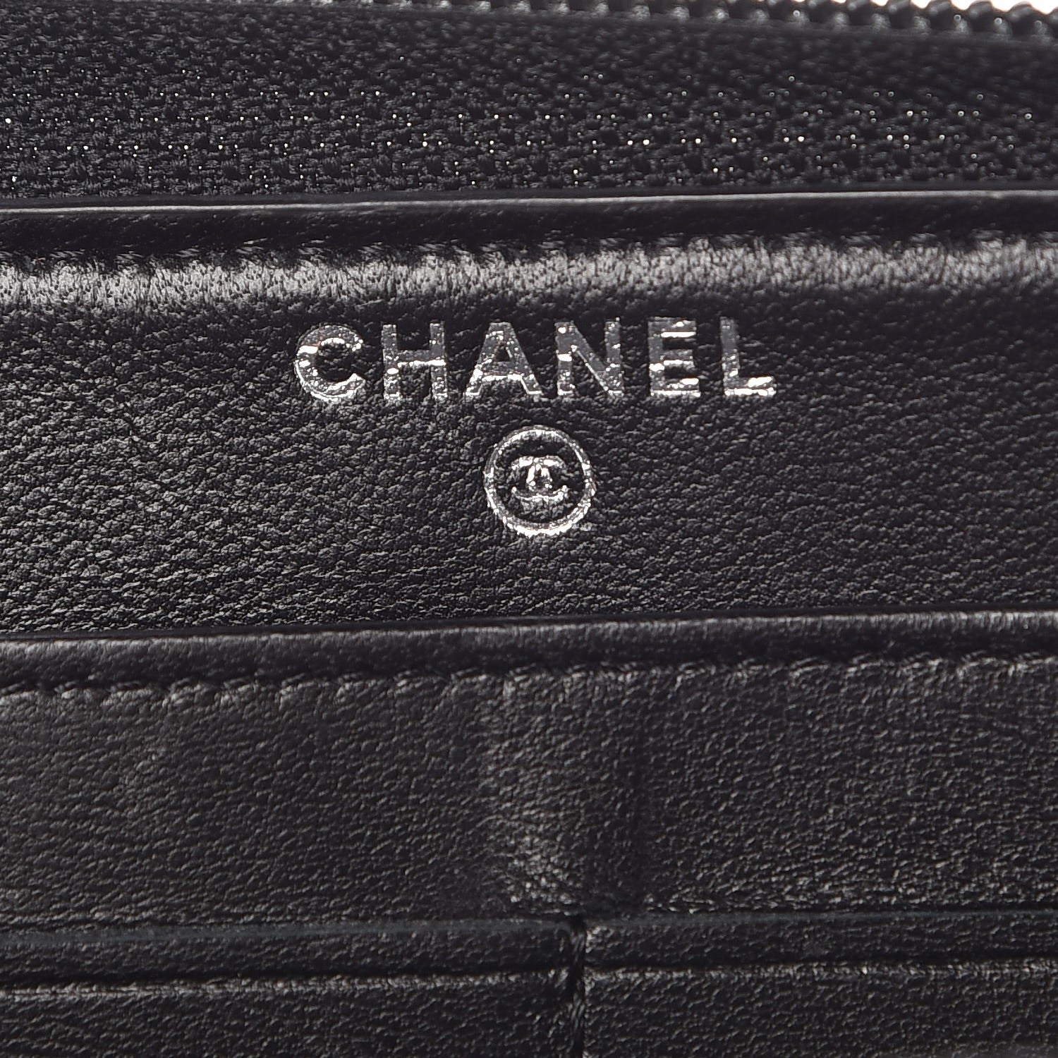 Chanel Crackled Patent Calfskin Large Gusset Zip Around Wallet Black 9 of 11
