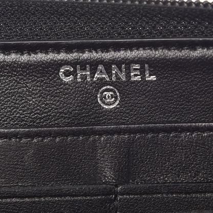 Chanel Crackled Patent Calfskin Large Gusset Zip Around Wallet Black 9 of 11