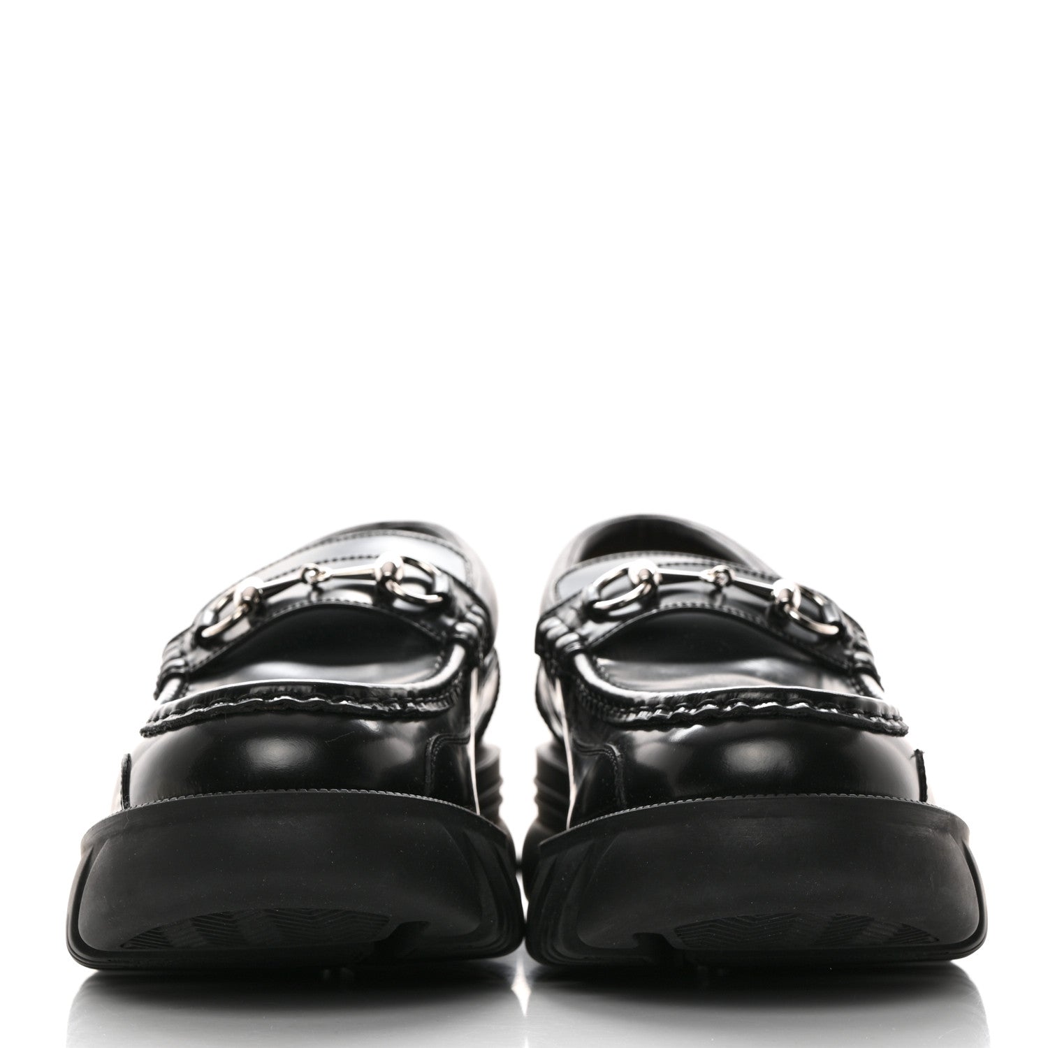 Gucci Magnum Calfskin Horsebit Mens Platform Lug Sole Loafers 11 Black 2 of 9