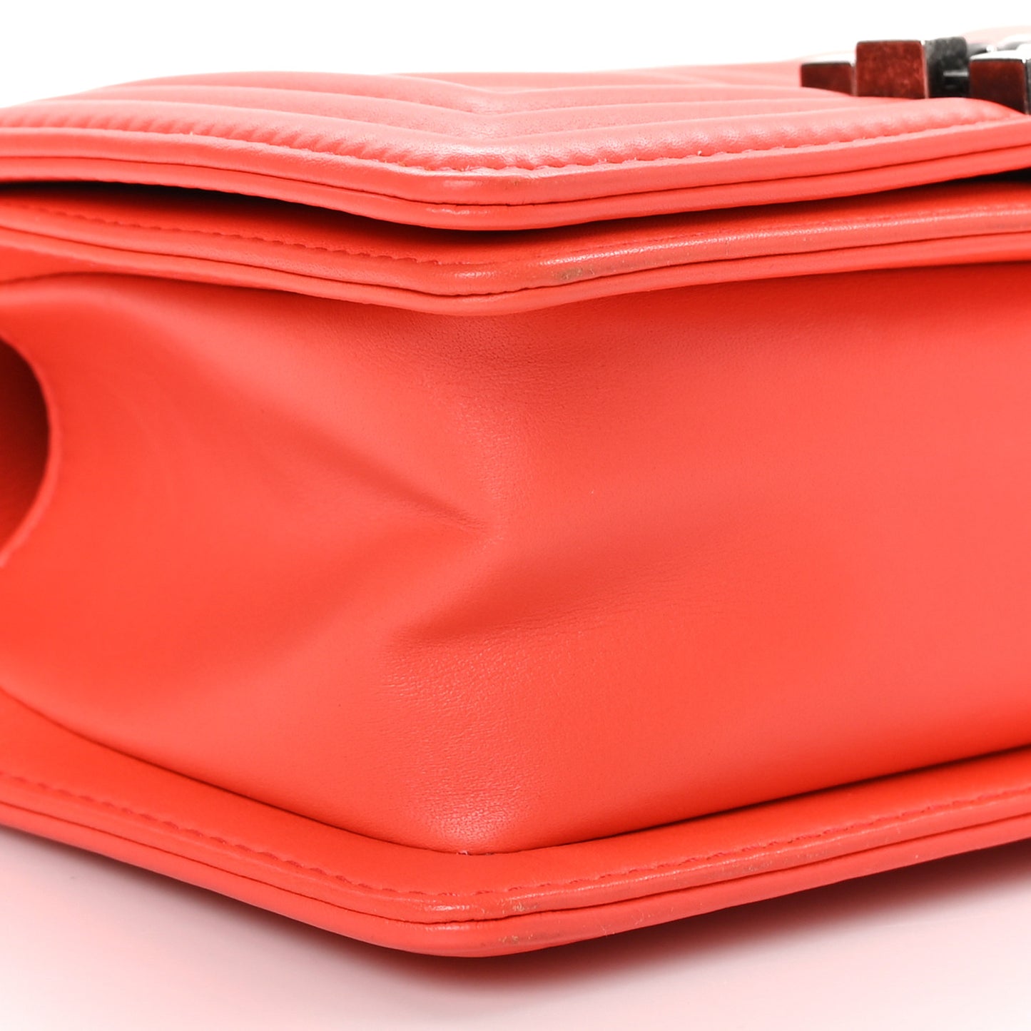 Calfskin Chevron Quilted Small Boy Flap Coral