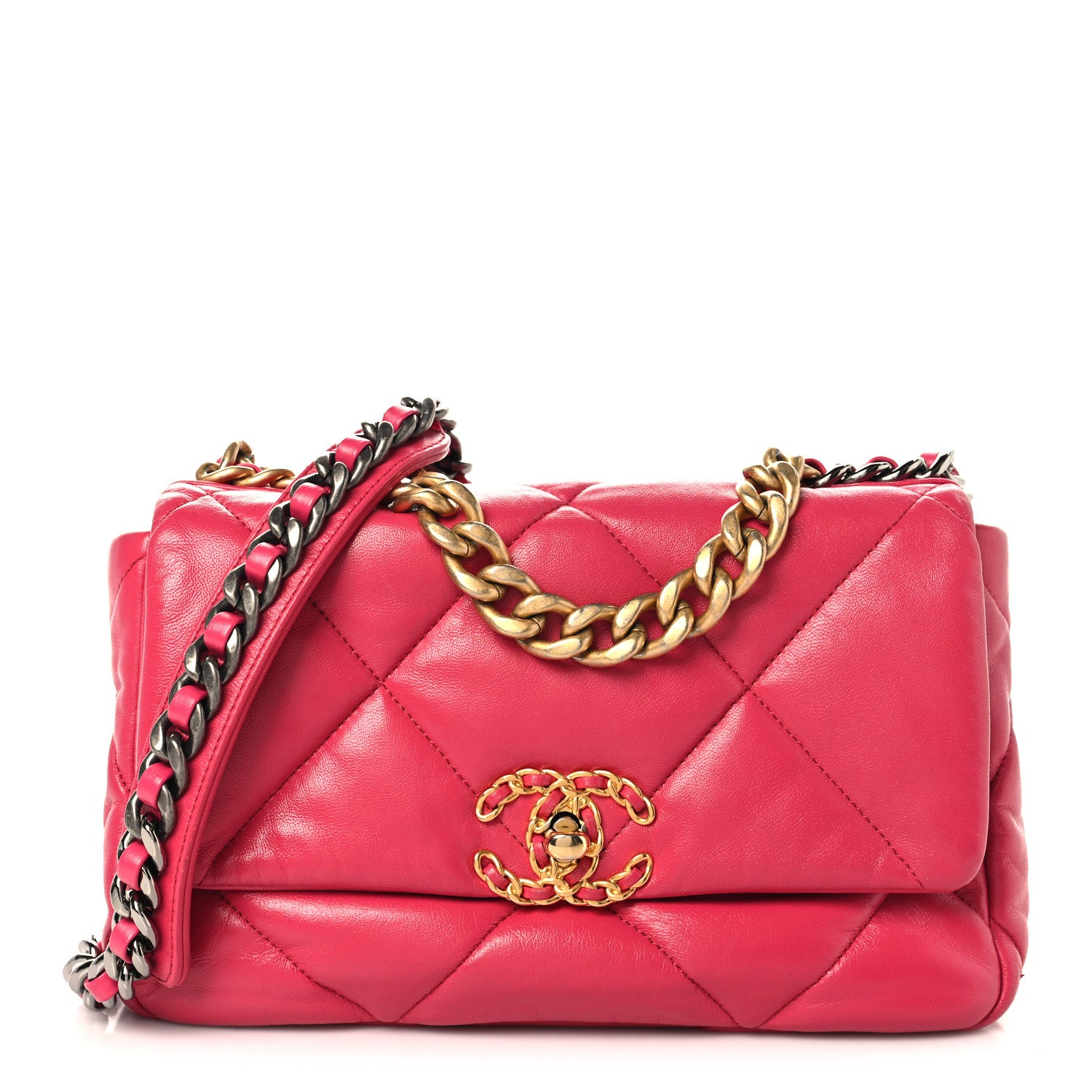 Chanel Lambskin Quilted Medium Chanel 19 Flap Dark Pink 1 of 10