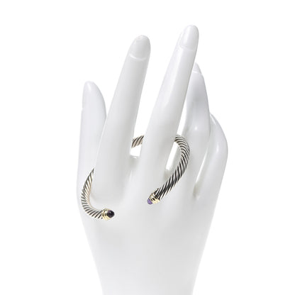 David Yurman Sterling Silver 14K Yellow Gold Amethyst 5mm Cable Classics Petite Color Bracelet 2 of 5