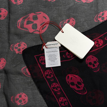 Alexander McQueen Silk Skull Scarf Black Pink 3 of 3