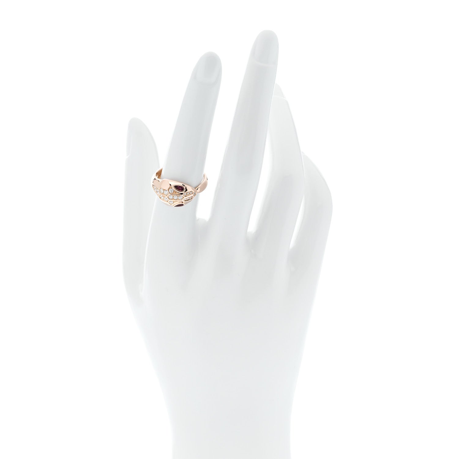 Bulgari 18K Rose Gold Diamond Rubellite Serpenti Seduttori Ring 55 7.25 2 of 6
