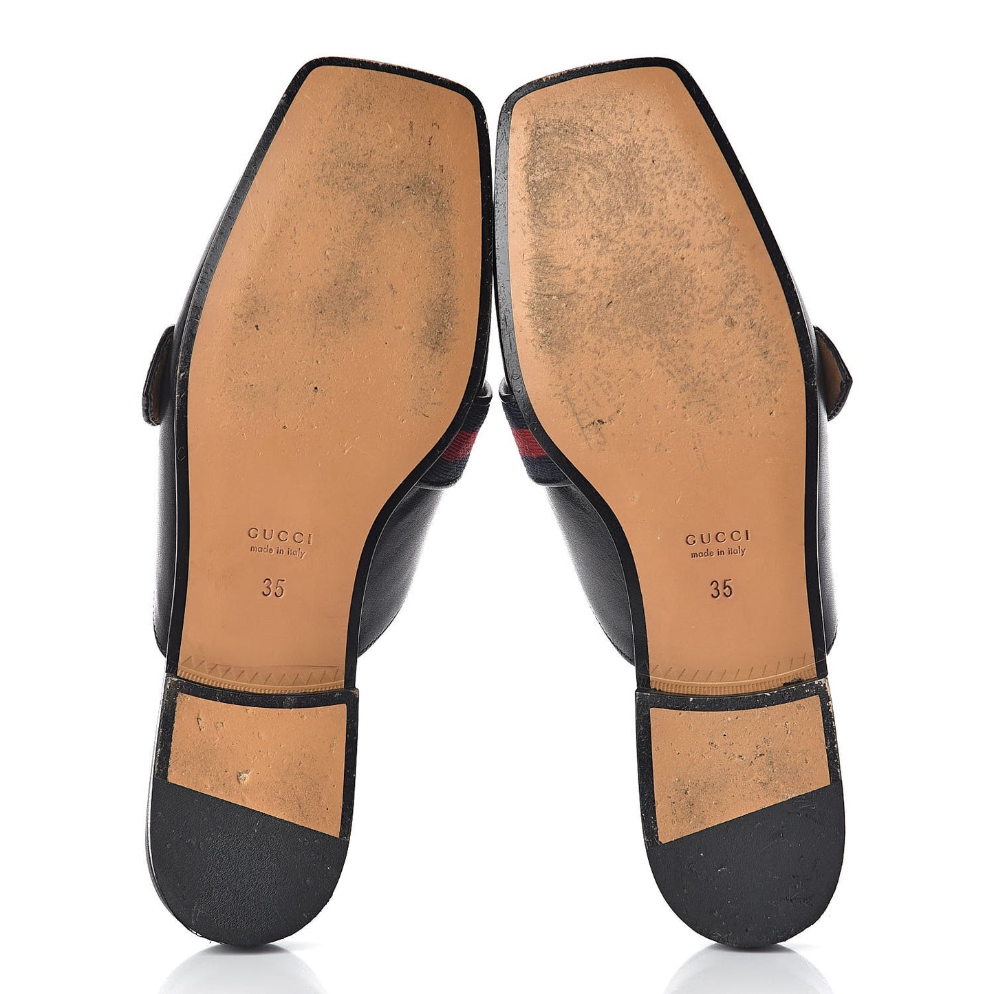 Calfskin Web Womens Peyton GG Slippers 35 Black