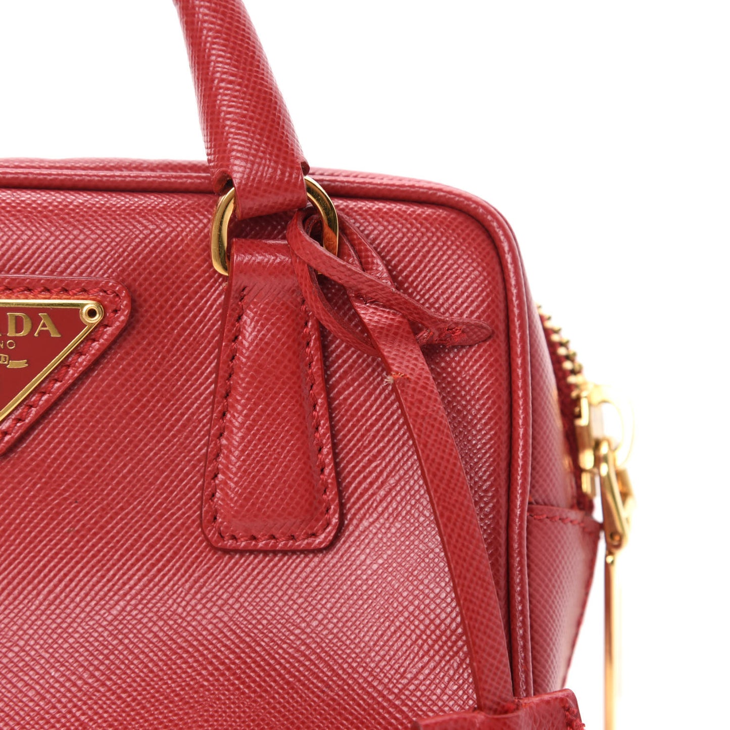 Saffiano Lux Mini Top Handle Crossbody Bag Fuoco