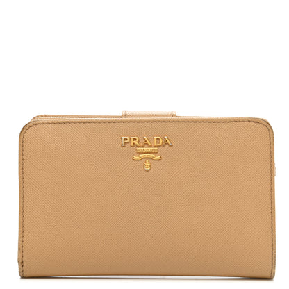 Prada Saffiano Metal Compact Wallet Noisette 1 of 15