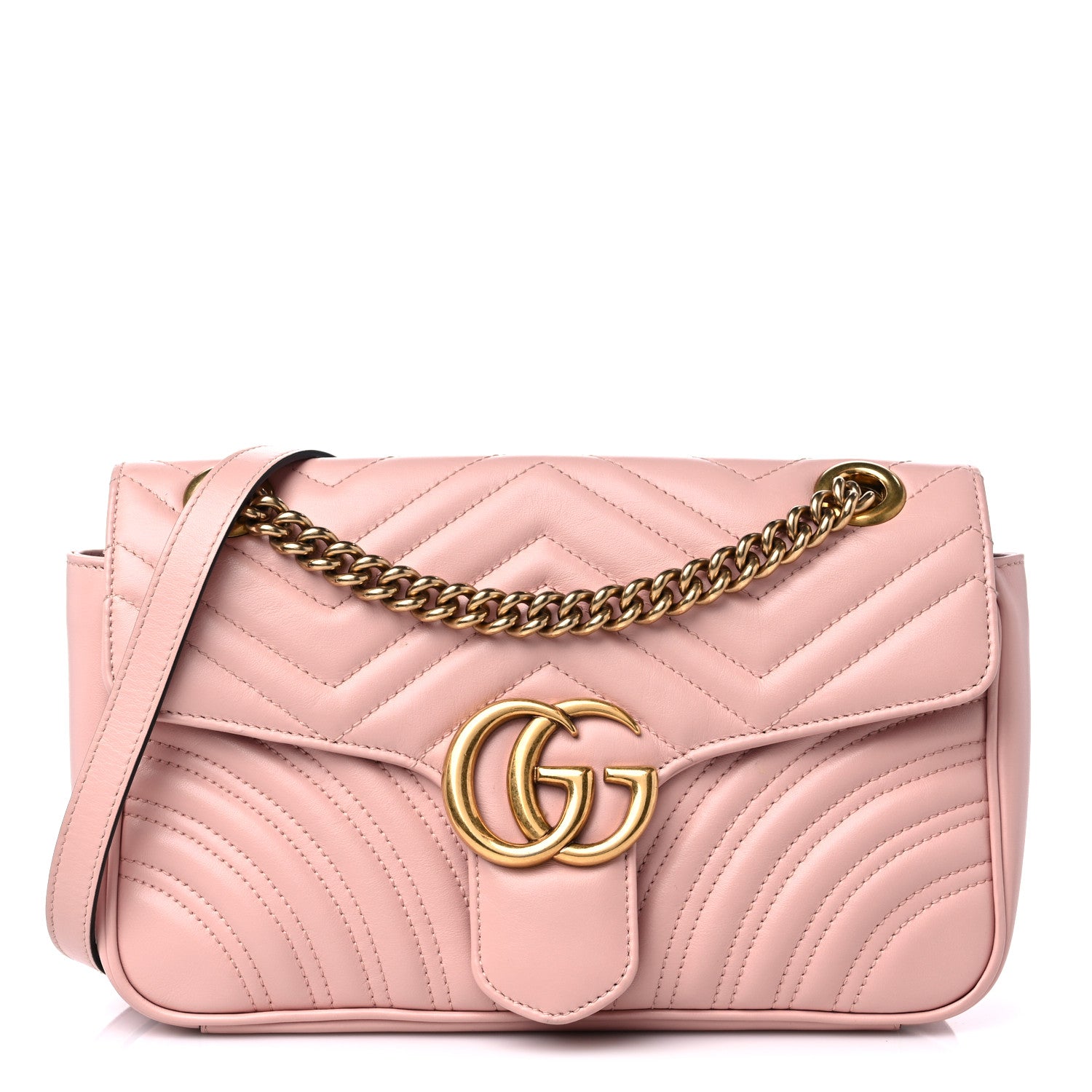 Gucci Calfskin Matelasse Small GG Marmont Shoulder Bag Perfect Pink 1 of 13