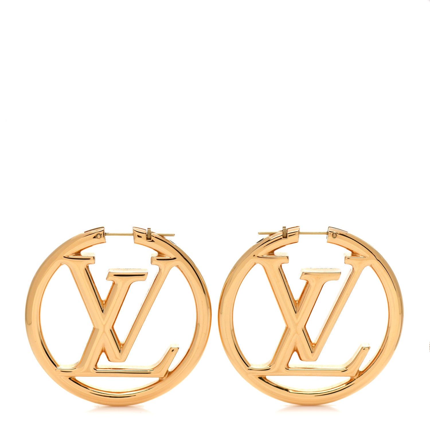 Louis Vuitton Metal Louise Hoop Earrings Gold 1 of 5