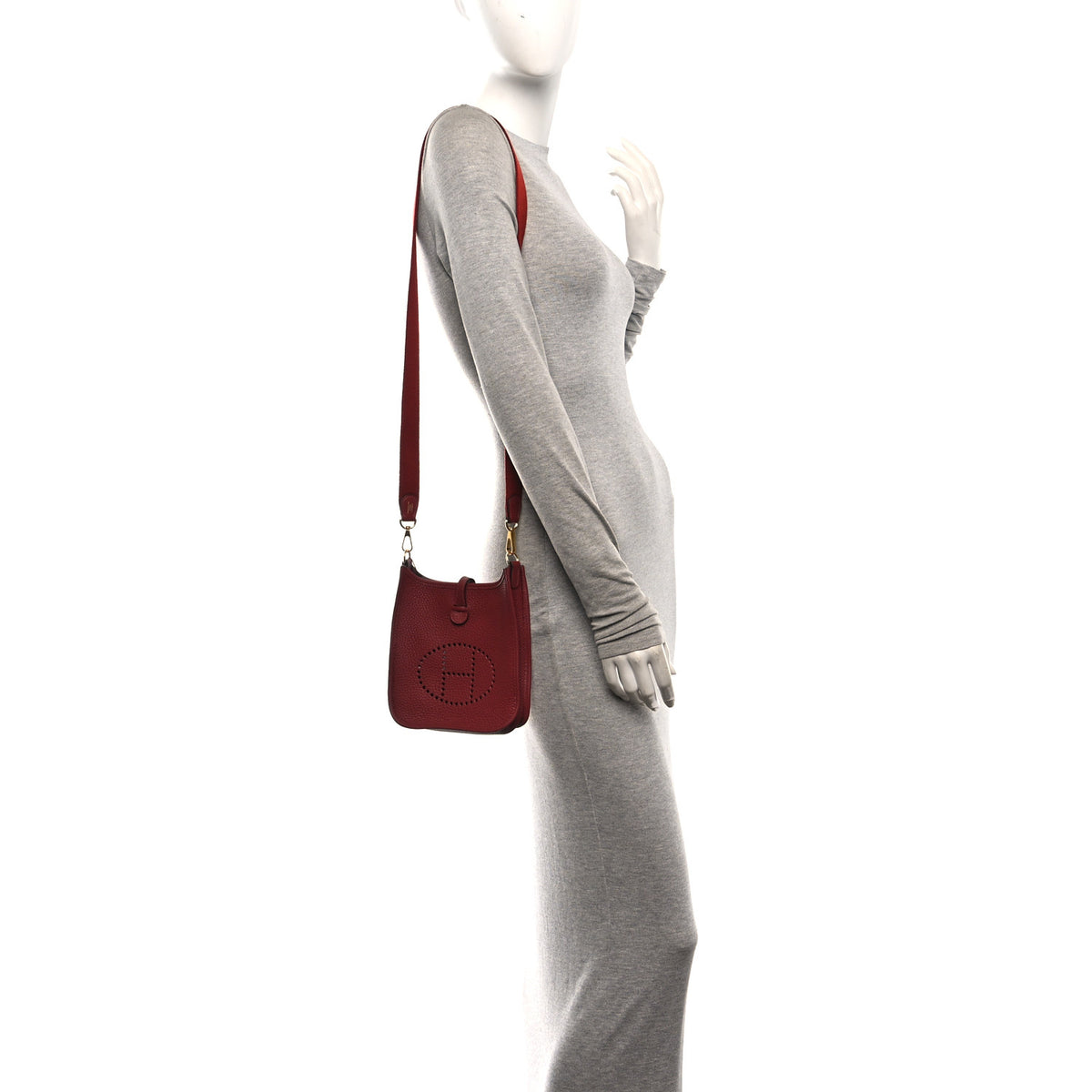 Hermes Taurillon Clemence Evelyne TPM Rouge H 2 of 11