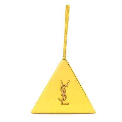 Saint Laurent Lambskin Pyramid Clutch Yellow 1 of 13
