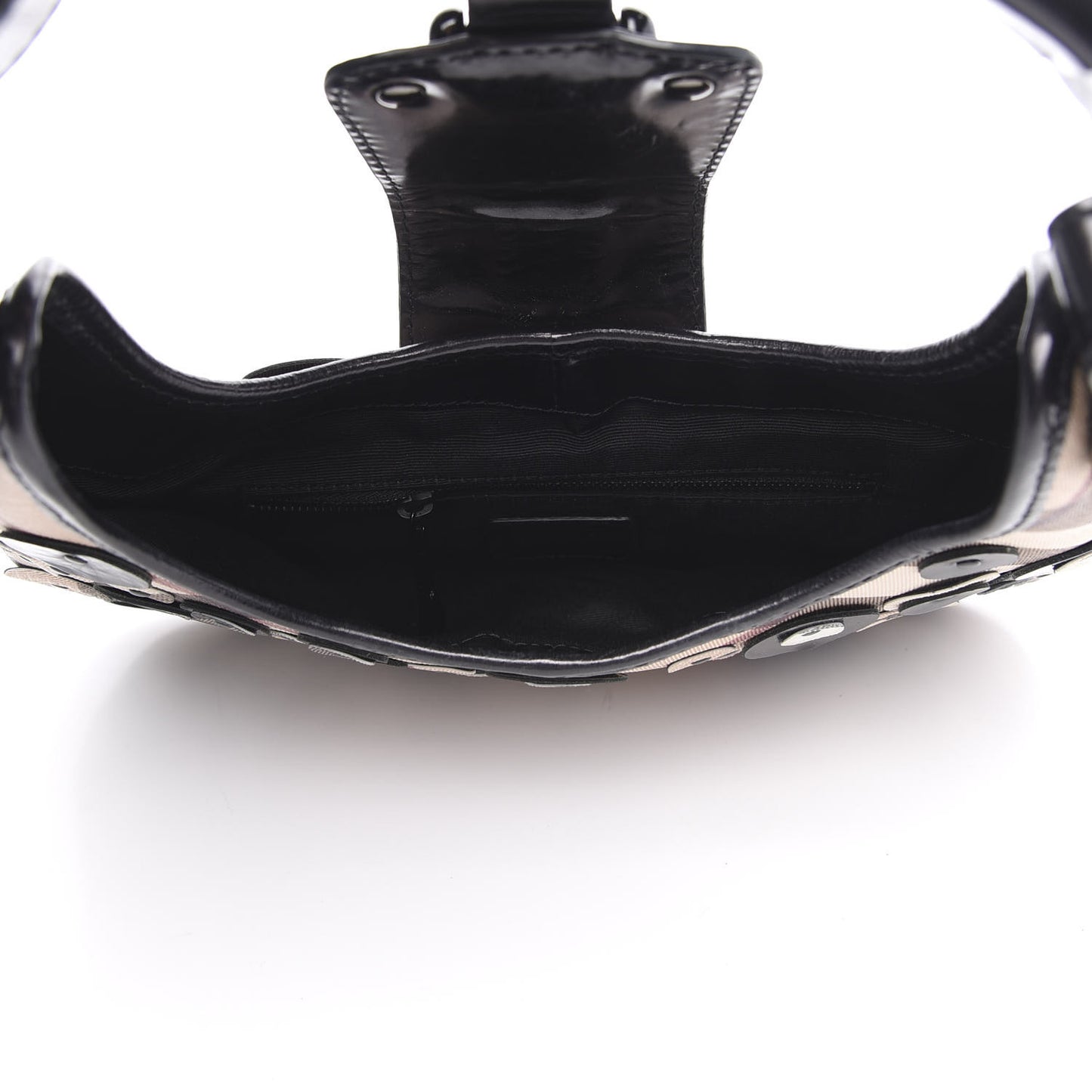 Patent Nova Check Circle Applique Brooke Hobo Black