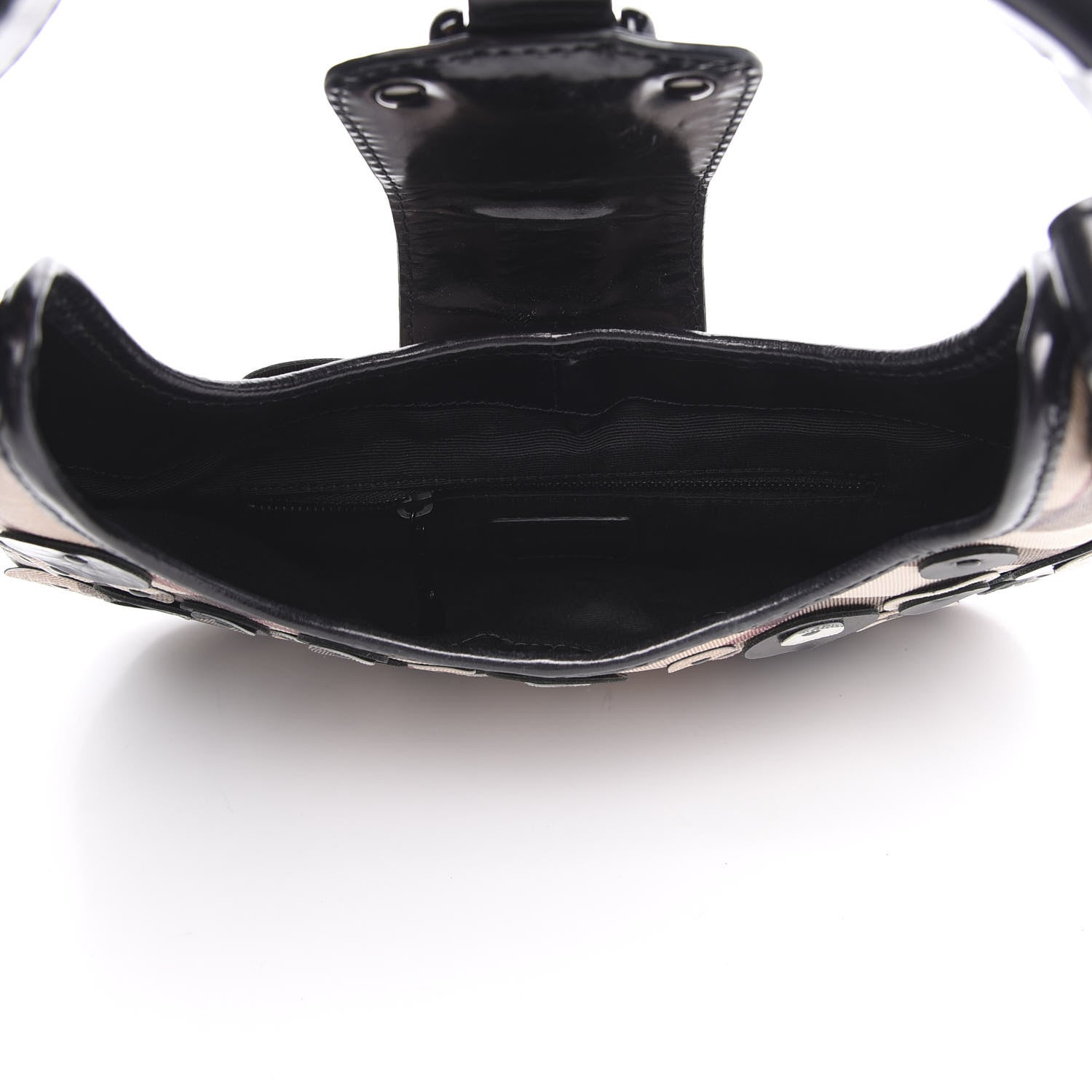 Burberry Patent Nova Check Circle Applique Brooke Hobo Black 5 of 10