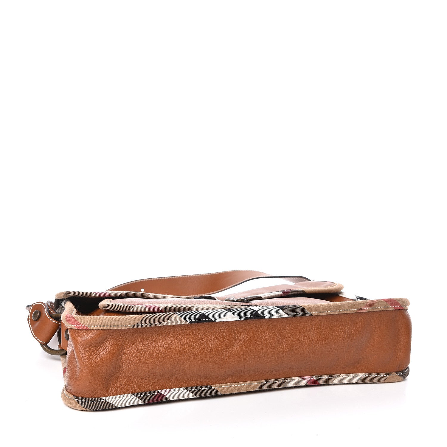 Burberry Calfskin House Check Trim Bates Shoulder Bag Cognac 4 of 11