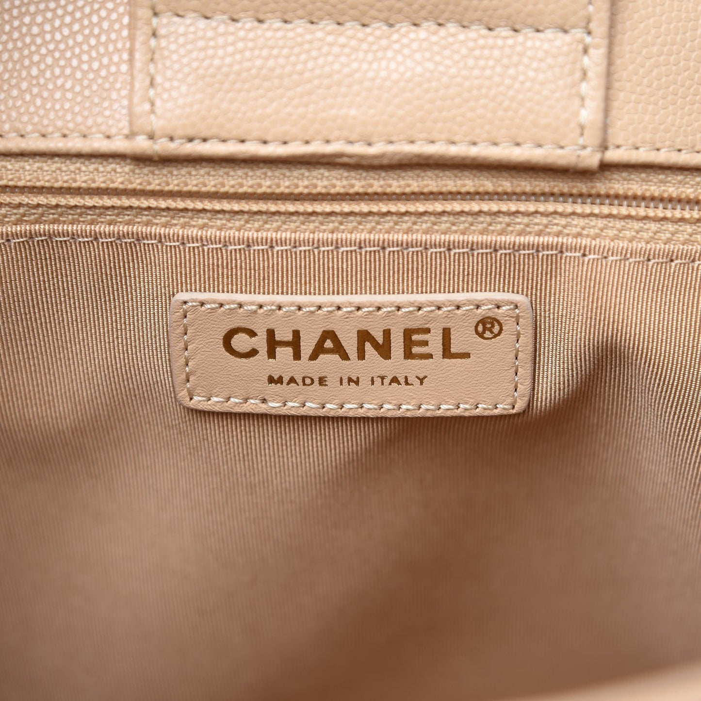 Caviar Quilted Large Classic Shopping Tote Light Beige