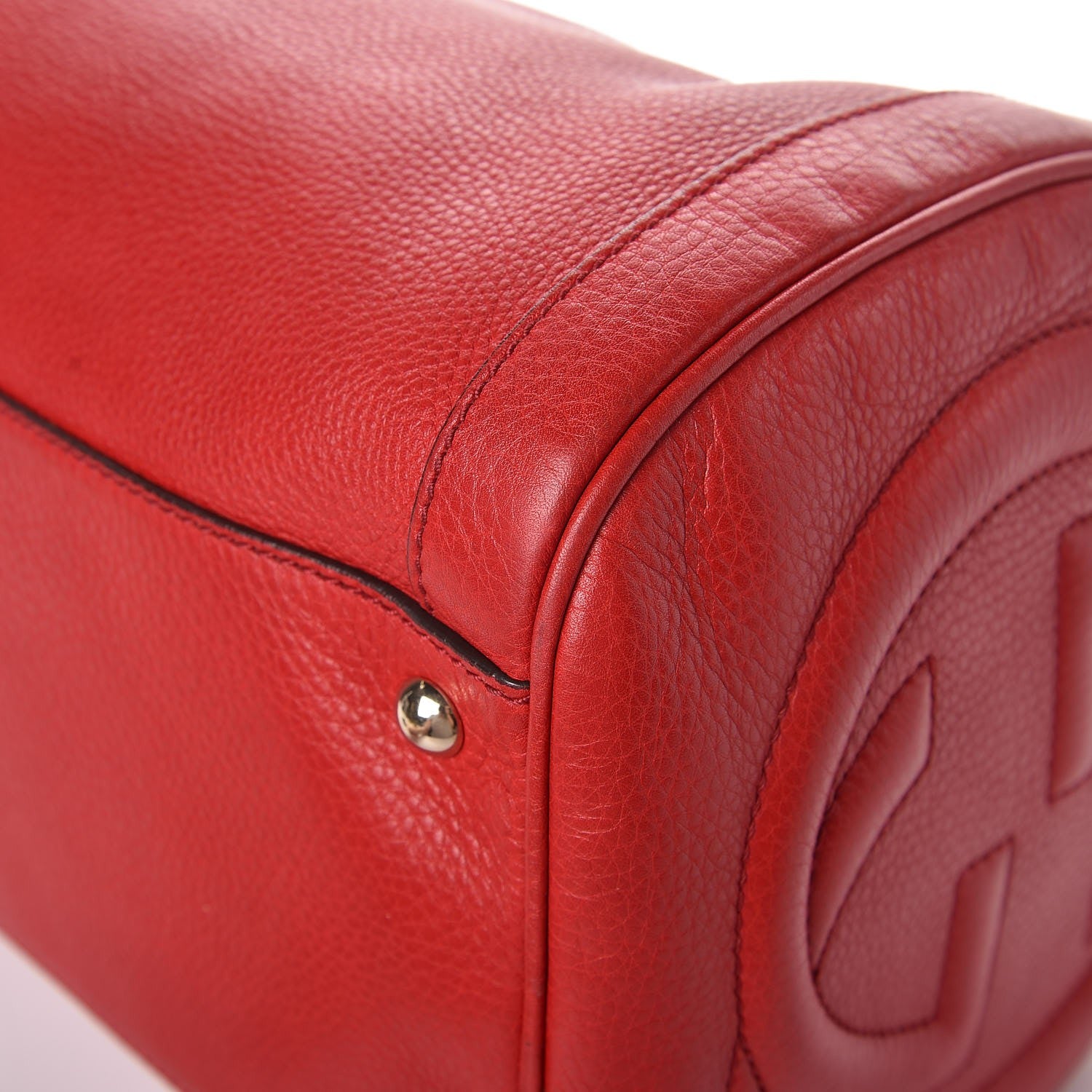 Gucci Pebbled Calfskin Medium Soho Boston Red 10 of 12