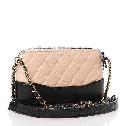 Chanel Aged Calfskin Quilted Small Gabrielle Clutch With Chain Beige Black 3 of 13