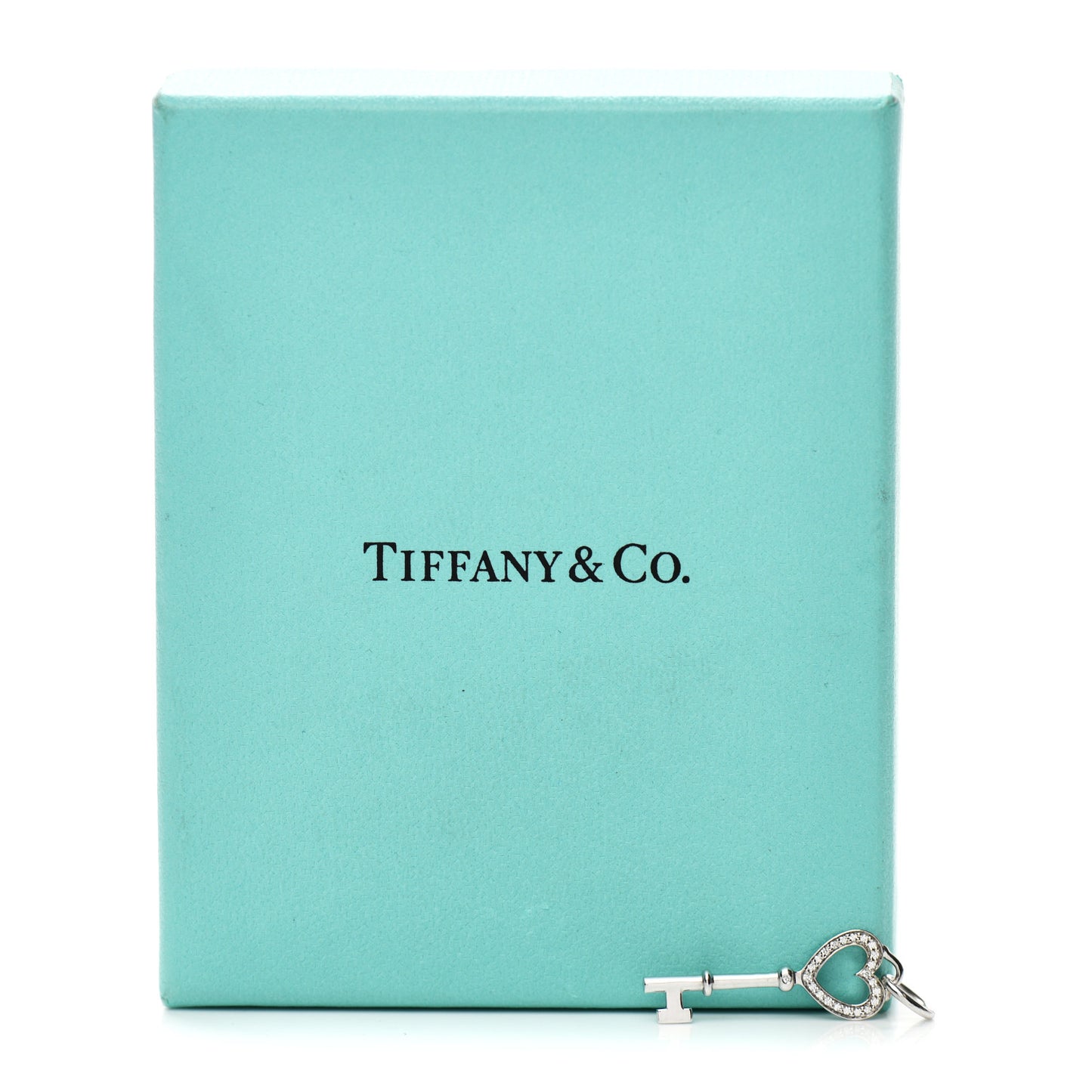 18K White Gold Diamond Heart Key Pendant