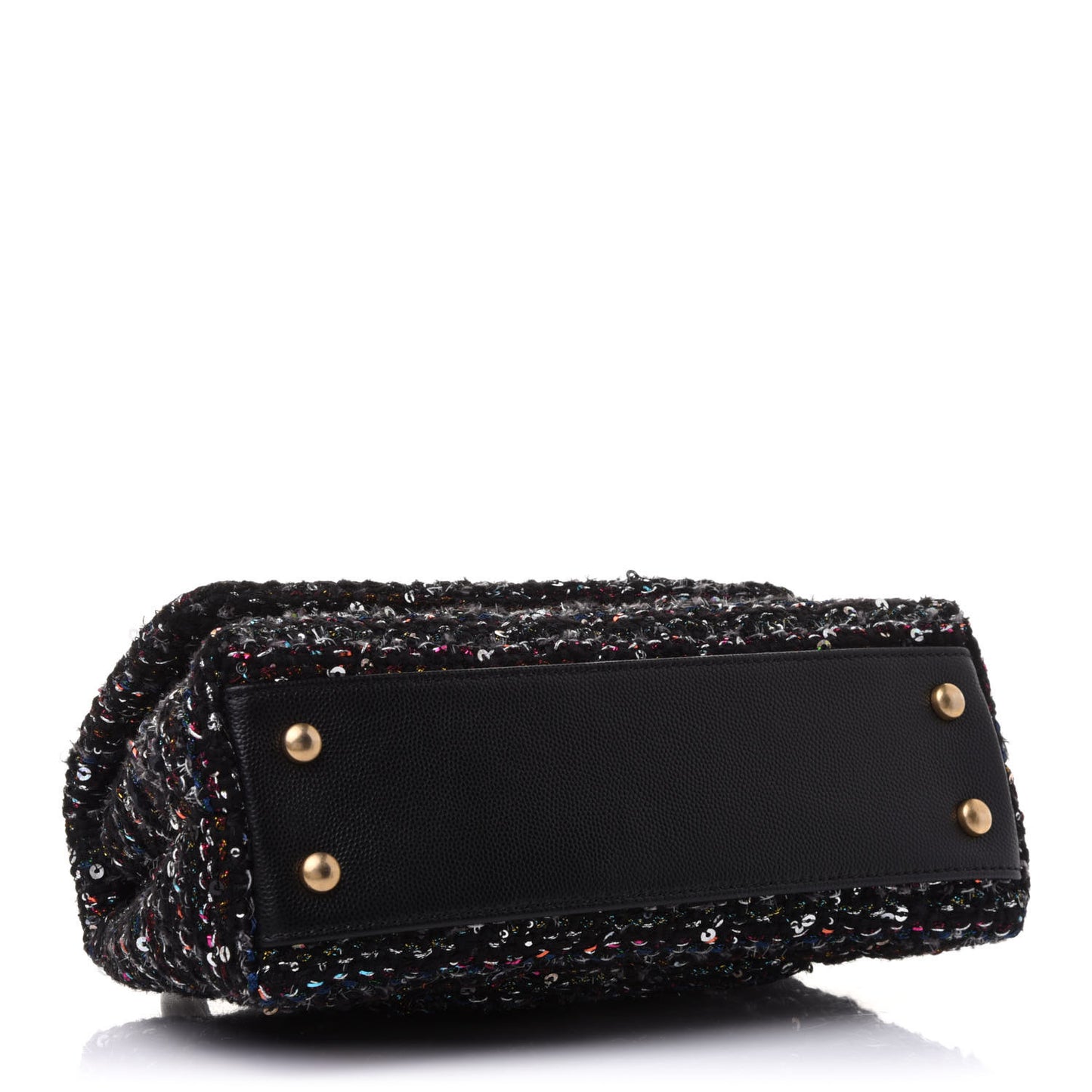Tweed Sequin Mini Coco Handle Flap Black
