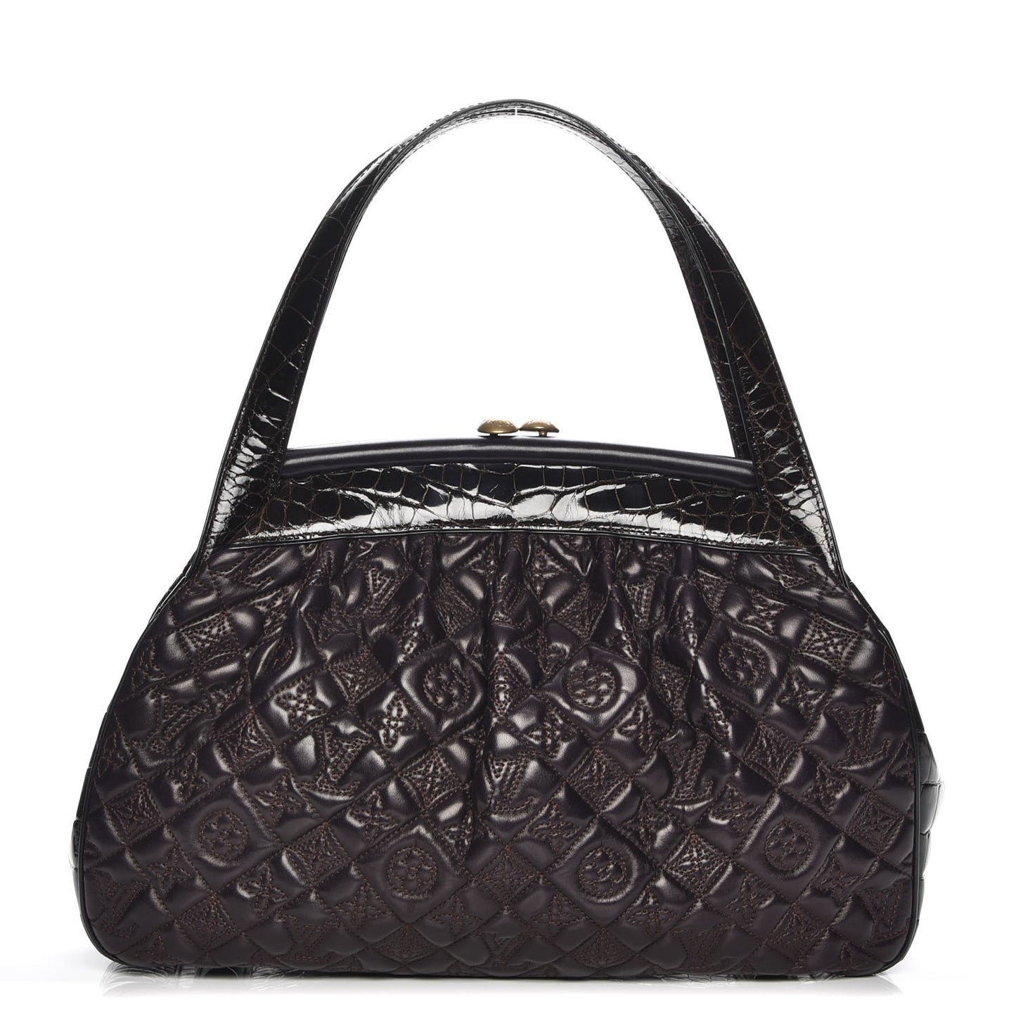 Monogram Vienna Alligator Sac Fermoir GM Aubergine