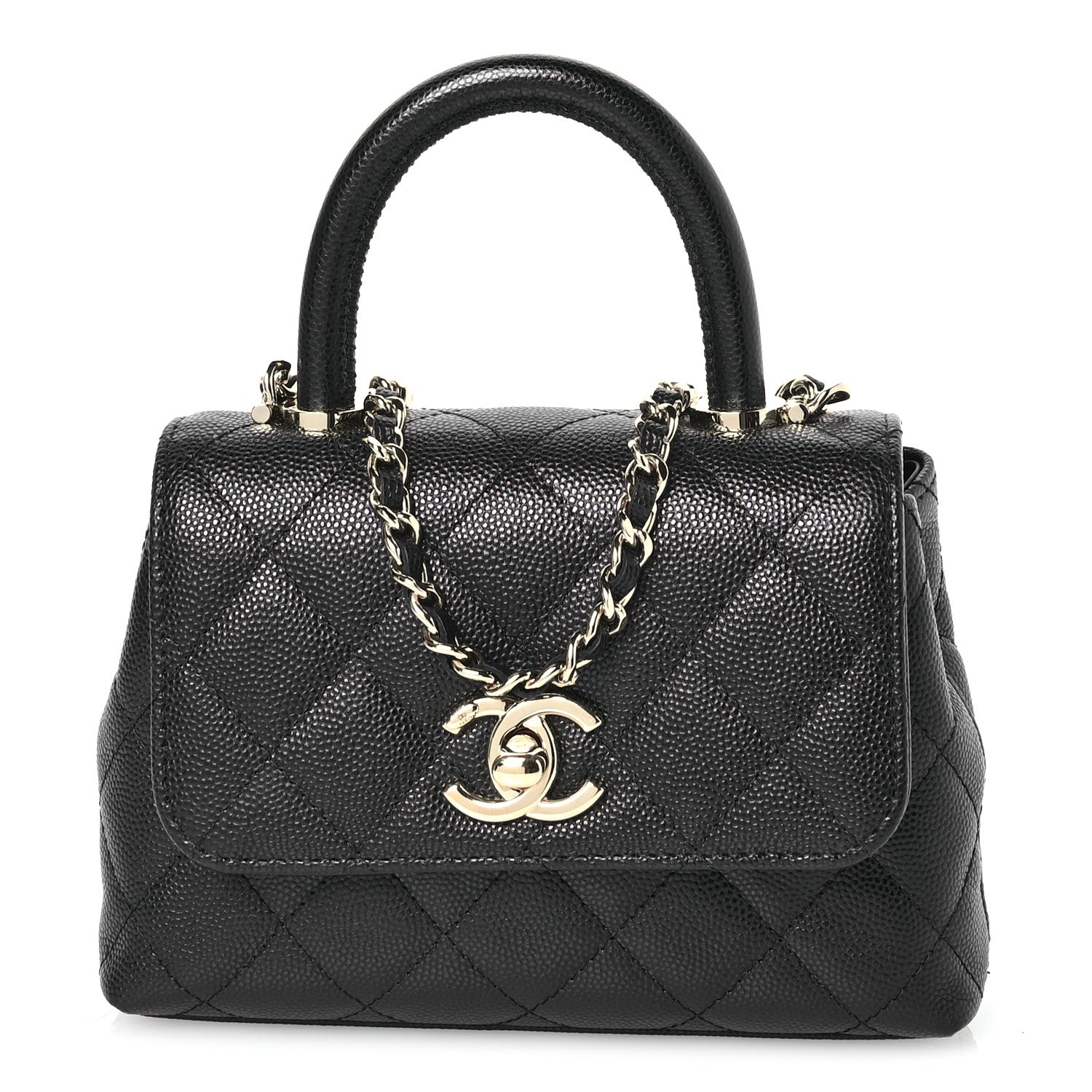 Chanel Caviar Quilted Coco Handle Clutch With Chain Black 1 of 11