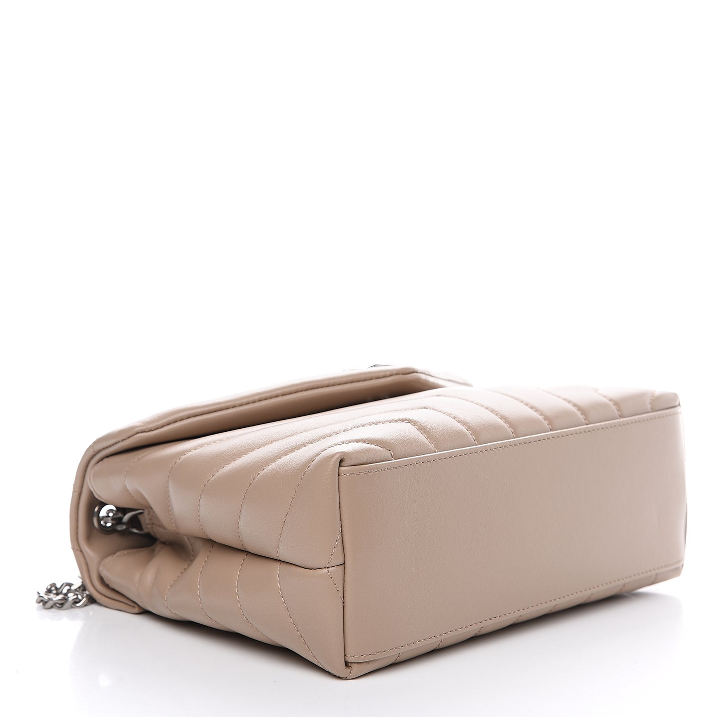 Calfskin Y Quilted Monogram Small Loulou Chain Satchel Nude Powder