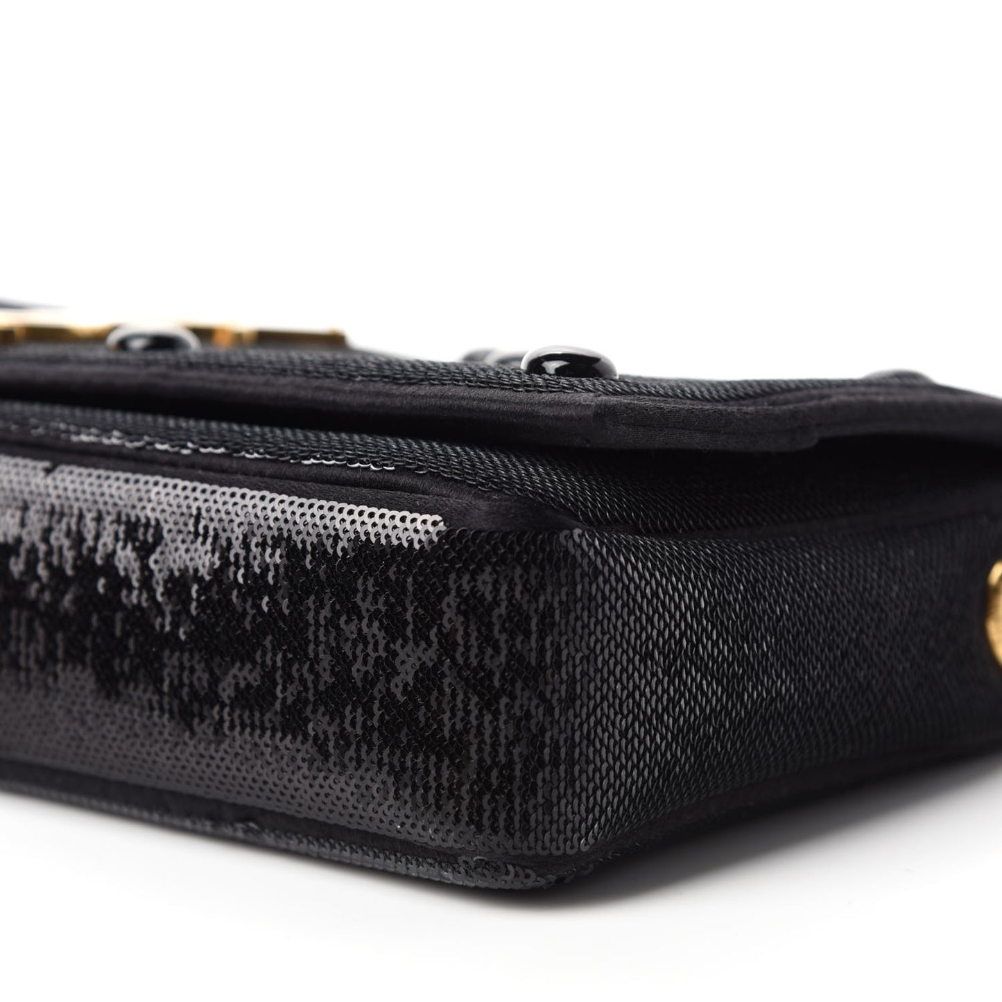 Sequin Satin Monogram Tassel Kate 99 Black